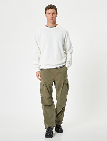 Bisiklet Yaka Sweatshirt Basic Uzun Kollu Şardonlu