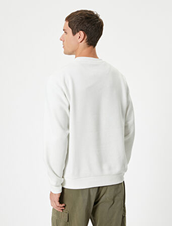 Bisiklet Yaka Sweatshirt Basic Uzun Kollu Şardonlu