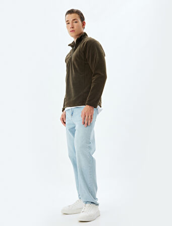 Yarım Fermuarlı Polar Sweatshirt Basic Uzun Kollu