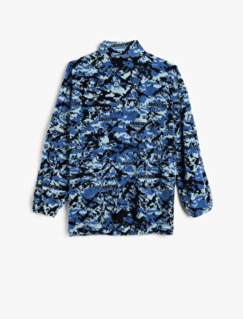 Oversize Polar Sweatshirt Dik Yaka Yarım Fermuar Kanguru Cepli Şardonlu