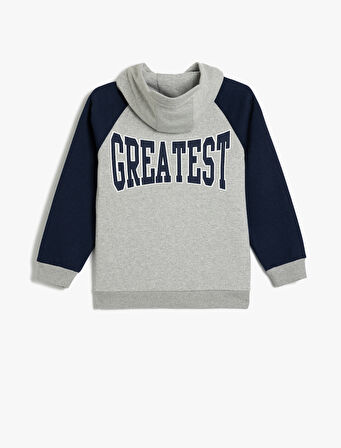 Oversize Fermuarlı Kapşonlu Sweatshirt Fermuarlı Basketbol Baskılı  