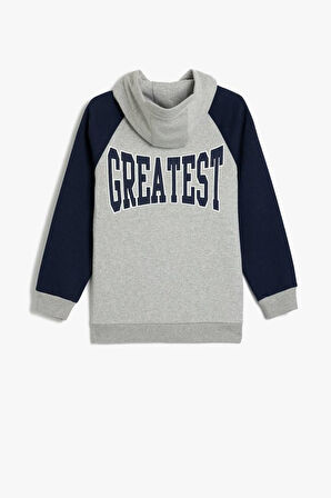 Koton Erkek Çocuk Oversize Fermuarlı Kapşonlu Sweatshirt Fermuarlı Basketbol Baskılı