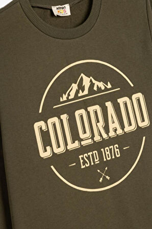 Koton Erkek Çocuk Sweatshirt Uzun Kollu Bisiklet Yaka Şehir Temalı Şardonlu