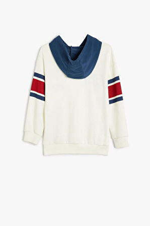 Koton Erkek Çocuk Kapşonlu Sweatshirt Uzun Kollu Kolej Baskılı Pamuklu