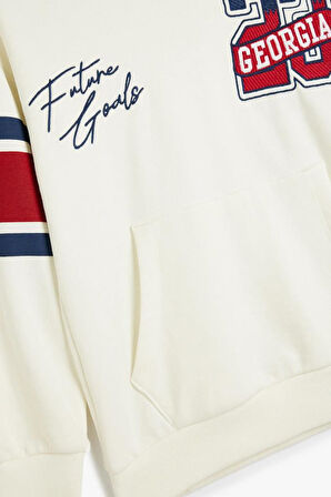 Koton Erkek Çocuk Kapşonlu Sweatshirt Uzun Kollu Kolej Baskılı Pamuklu