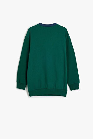 Koton Erkek Çocuk Oversize Sweatshirt Kolej Baskılı Bisiklet Yaka Pamuklu