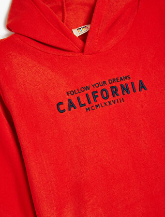 Kapşonlu Sweatshirt Baskılı Uzun Kollu