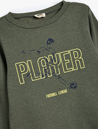 Sweatshirt Uzun Kollu Bisiklet Yaka Futbol Temalı Baskı Detaylı 