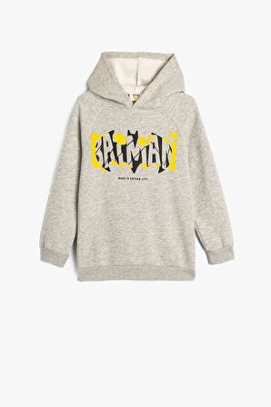 Koton Erkek Çocuk Batman Kapşonlu Sweatshirt Lisanslı Uzun Kollu Şardonlu