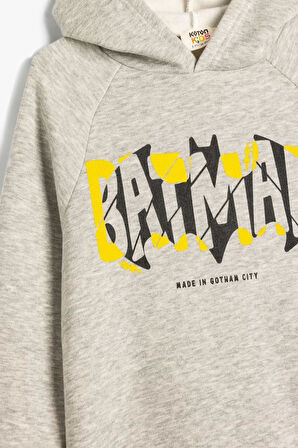 Koton Erkek Çocuk Batman Kapşonlu Sweatshirt Lisanslı Uzun Kollu Şardonlu