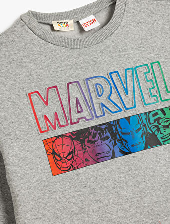 Marvel Sweatshirt Lisanslı Bisiklet Yaka Pamuk Karışımlı