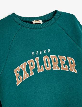 Sweatshirt Uzun Kollu Bisiklet Yaka Slogan Baskı Detaylı