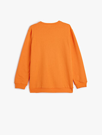 Sweatshirt Uzun Kollu Bisiklet Yaka Basketbol Temalı Baskı Detaylı 