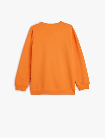 Sweatshirt Uzun Kollu Bisiklet Yaka Basketbol Temalı Baskı Detaylı 