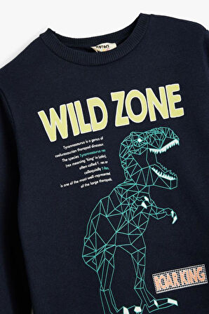 Koton Erkek Çocuk Dinozorlu Sweatshirt Bisiklet Yaka Uzun Kollu