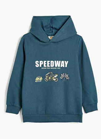 Koton Baskılı Erkek Mavi Sweatshırt 5WKB10252TK