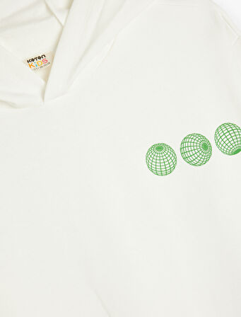 Kapşonlu Sweatshirt Uzun Kollu Baskı Detaylı