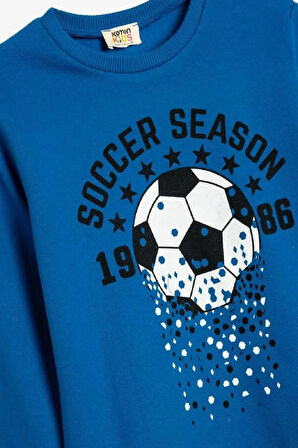 Koton Erkek Çocuk Sweatshirt Uzun Kollu Bisiklet Yaka Futbol Baskılı Şardonlu