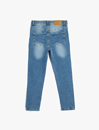 Kot Pantolon Ayarlanabilir Lastikli Pamuklu - Slim Jean