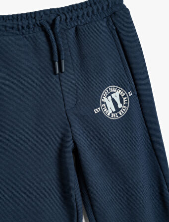 Eşofman Altı Beli Bağlamalı Kolej Baskılı Cep Detaylı 