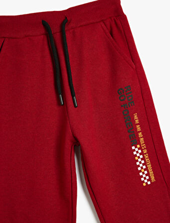 Jogger Eşofman Altı Slogan Baskılı Cepli Beli Bağlamalı 