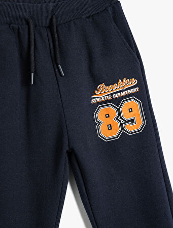 Jogger Eşofman Altı Beli Bağlamalı Spor Baskı Detaylı