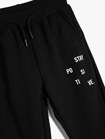 Basic Jogger Eşofman Altı Baskı Detaylı Beli Bağlamalı Cepli