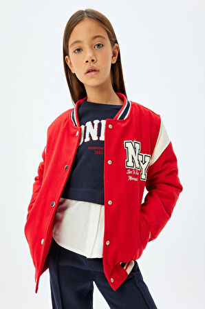 Koton Kız Çocuk Sweatshirt London Şehir Baskılı Bisiklet Yaka Gömlek Etek Ucu Detaylı Şardonlu