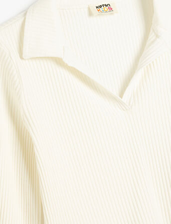 Basic Tişört Uzun Kollu Polo Yaka Fitilli