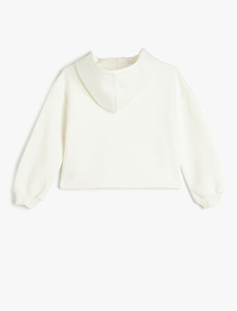 Kapşonlu Sweatshirt Yılbaşı Baskılı Sim Detaylı Şardonlu