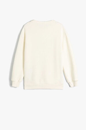 Koton Kız Çocuk Unicorn Sweatshirt Uzun Kollu Bisiklet Yaka Şardonlu Pamuklu