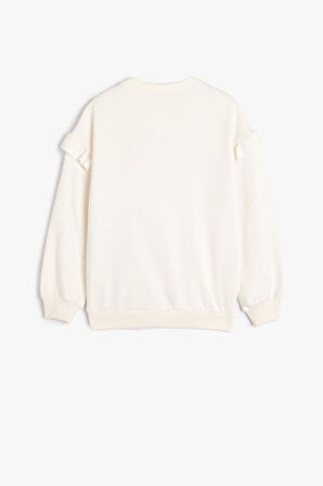 Koton Kız Çocuk Fırfırlı Sweatshirt Köpek Baskılı Uzun Kollu Pamuklu