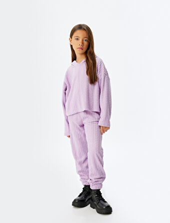 Crop Sweatshirt Kapşonlu Dokulu