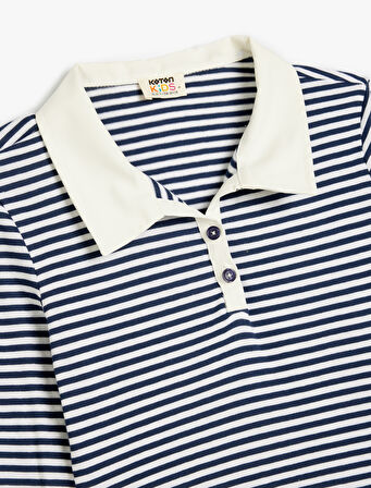 Polo Yaka Tişört Uzun Kollu Düğme Detaylı Pamuklu 