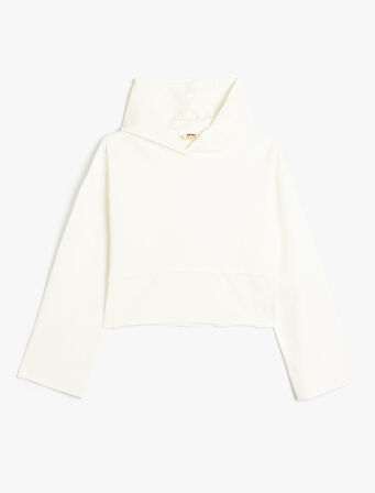 Basic Kapşonlu Sweatshirt Uzun Kollu Pamuklu Şardonlu