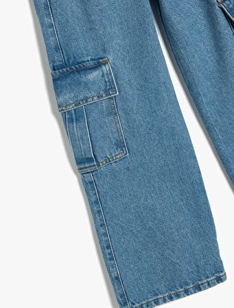 Kargo Kot Pantolon Bol Paça Pamuklu - Wide Leg Jean