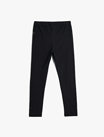 Yıldız Baskılı Tayt Beli Lastikli Pamuklu