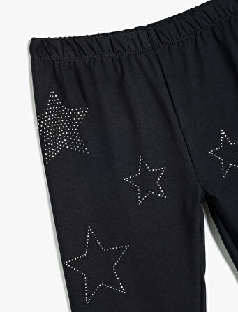 Yıldız Baskılı Tayt Beli Lastikli Pamuklu