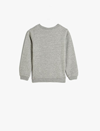 Sweatshirt Tilki Baskılı Şardonlu Bisiklet Yaka