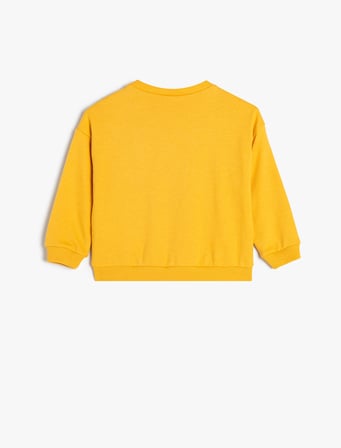 Sweatshirt Dinozor Baskılı Uzun Kollu Bisiklet Yaka Pamuklu