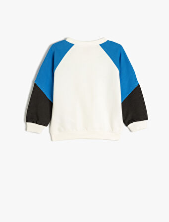 Sweatshirt Renk Kontrastlı Slogan Baskılı Uzun Kollu