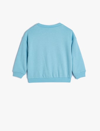 Sweatshirt Koala Baskılı Uzun Kollu Şardonlu Pamuklu