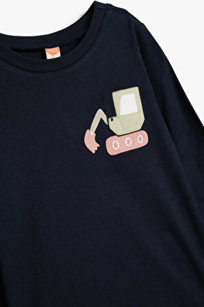 Koton Lacivert Erkek Bebek Uzun Kol T-Shirt