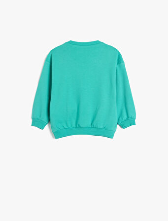 Sweatshirt Canavar Baskılı Uzun Kollu Bisiklet Yaka