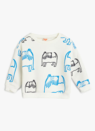 Koton Baskılı Erkek Ekru Sweatshırt 5WMB10218TK-A