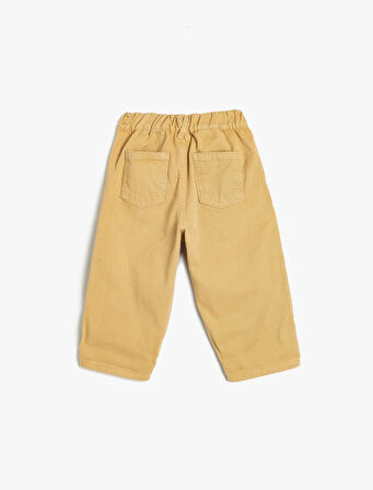 Kot Pantolon Beli Lastikli Pamuklu Cep Detaylı 