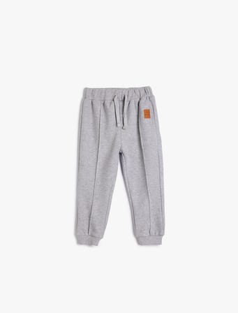 Jogger Eşofman Altı Beli Bağlamalı Aplike Detaylı