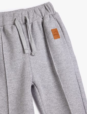 Jogger Eşofman Altı Beli Bağlamalı Aplike Detaylı