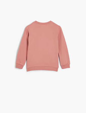 Sweatshirt Balerin Baskılı Uzun Kollu Şardonlu Pamuklu