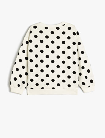 Baskılı Pamuklu Bisiklet Yaka Uzun Kollu Sweatshirt